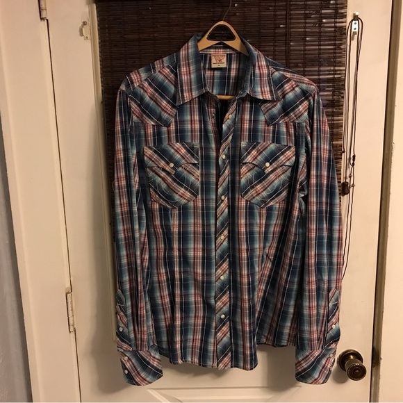 True Religion Shirt Mens XL Red Plaid Long Sleeve Pearl Snap Button Western - Picture 1 of 6
